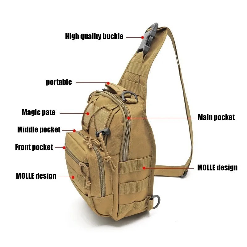 Mens Backpack Tactical Sling Shoulder Bag Molle Travel Chest Pack Outdoor Hiking