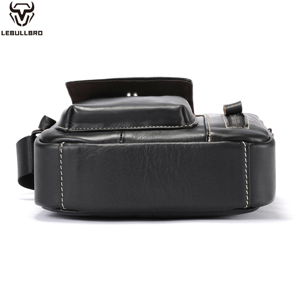 LEBULLBRO Men’s Genuine Leather Crossbody Bag Sling Bag & Shoulder Chest Bag