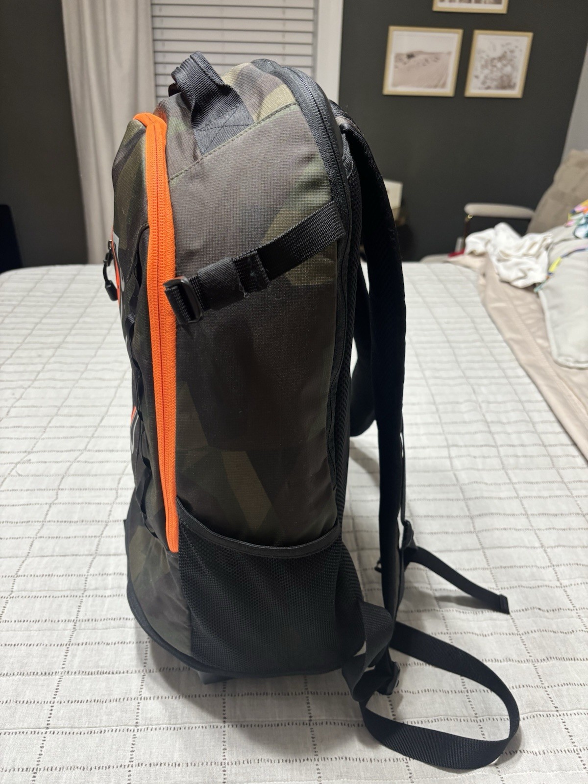 Polo Sport Camouflage Backpack Green Black Orange Zip Closure Top Handle