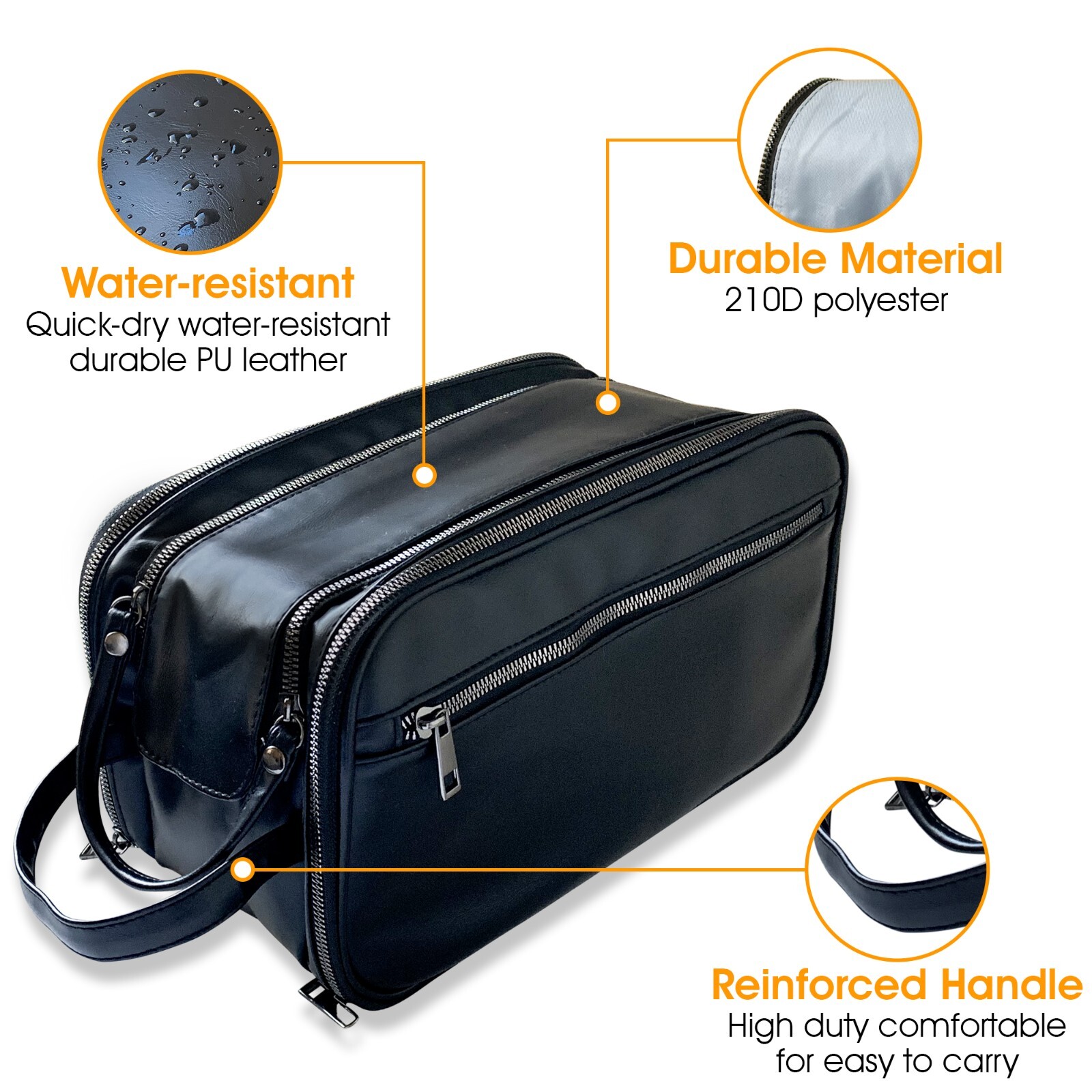 Extra Large Toiletry Bag for Men Travel Shaving Dopp Kit Organizer PU Leather