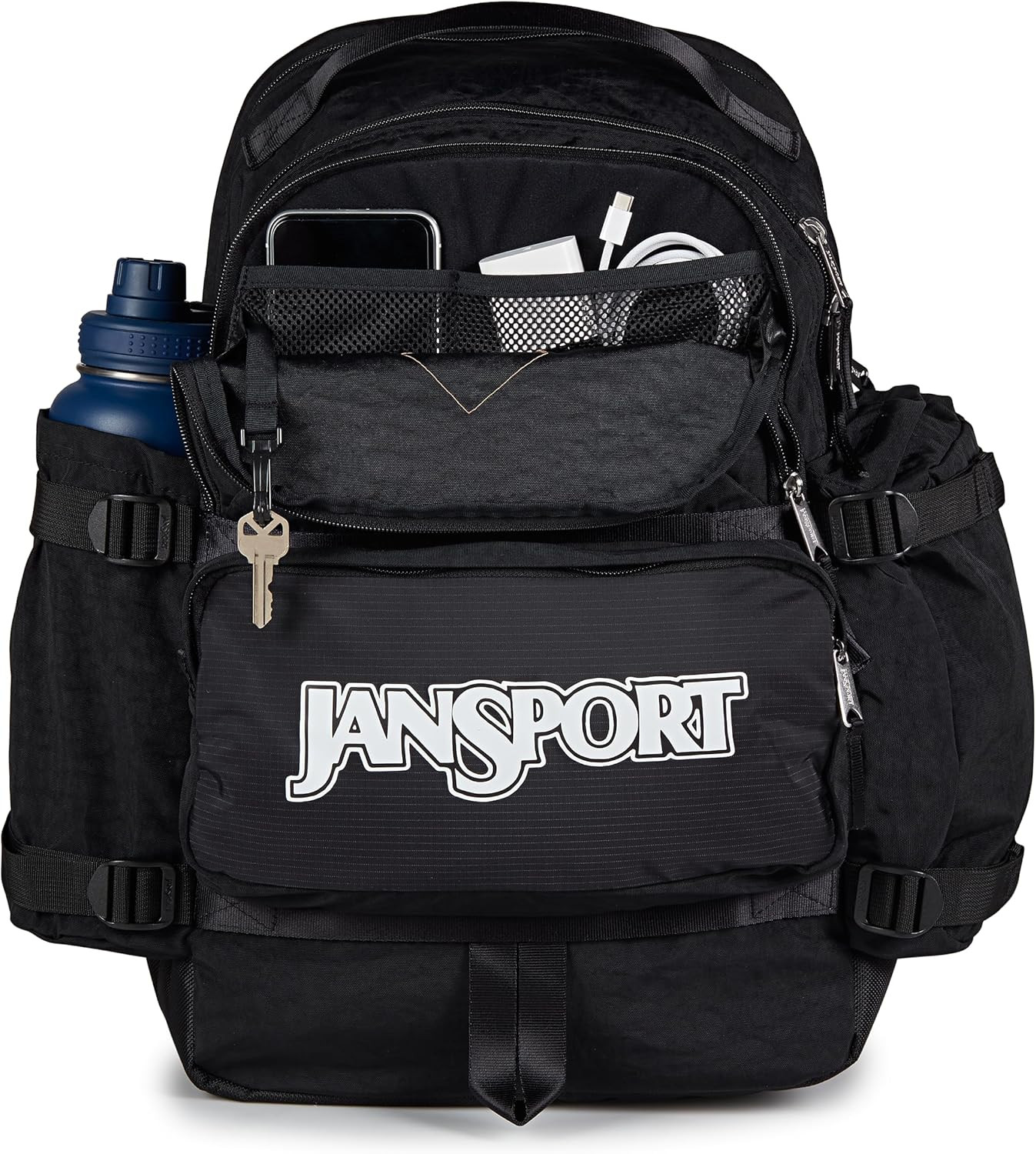 Seattle Pack: Sturdy Black Laptop Backpack with Water Bottle Pockets