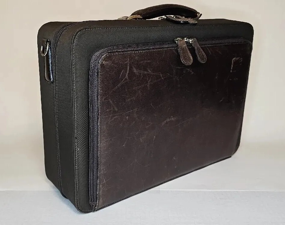 BRUNO MAGLI Brown Leather Compact Briefcase made in Italy Office Bag