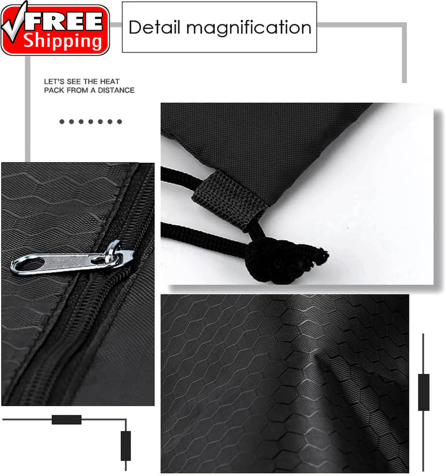 Drawstring Backpack Bag, Waterproof Draw String Back Sack with Zip Pocket, Gym D