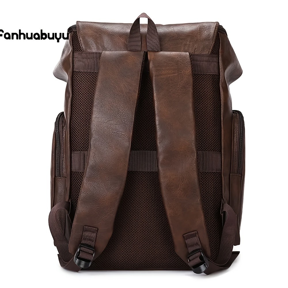 Large Casual Men’s Leather Laptop Backpack Vintage Travel Rucksack College Bag