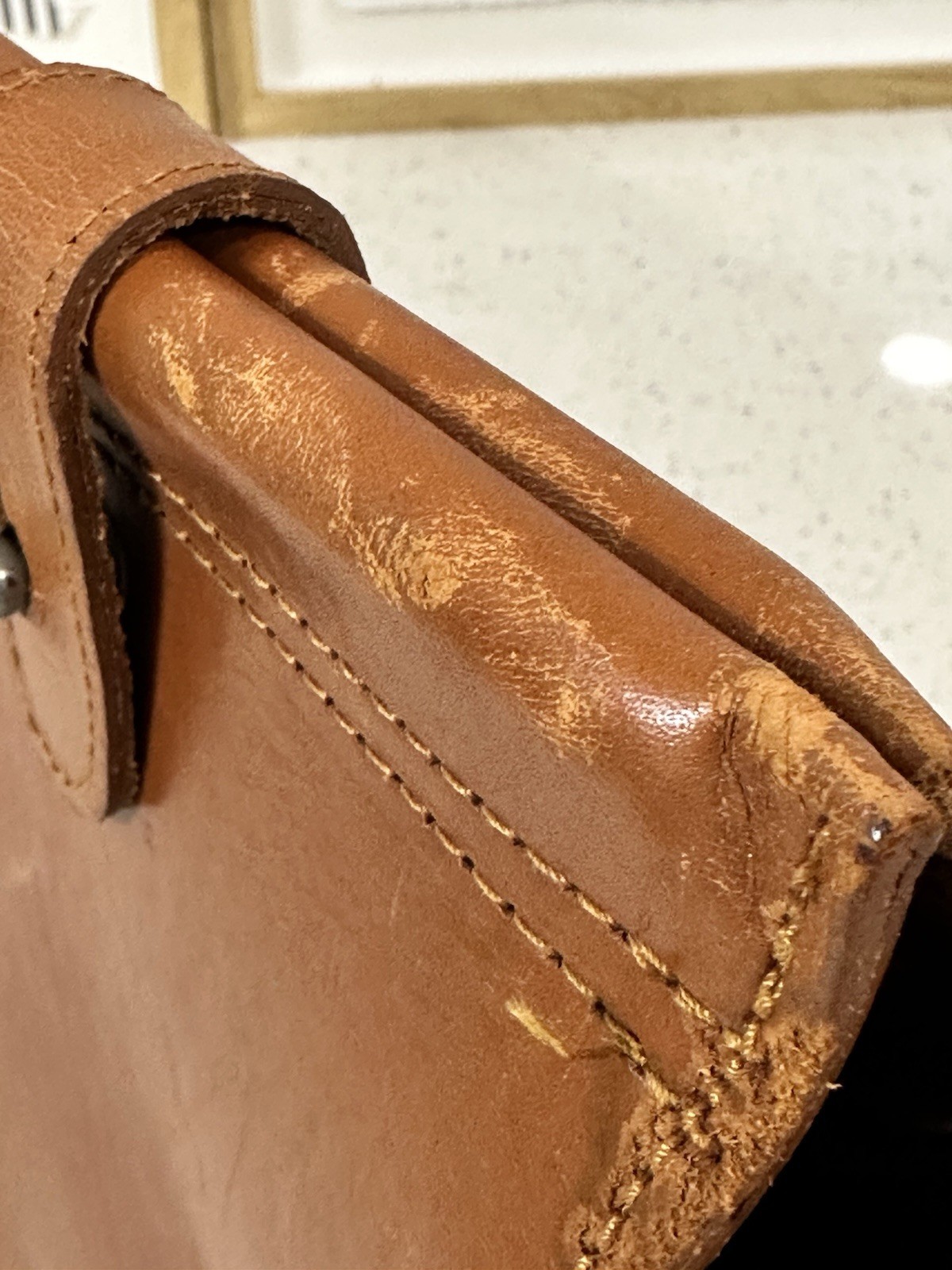 Vintage Bill Amberg Rocket Tan Briefcase Bag Metal Handle