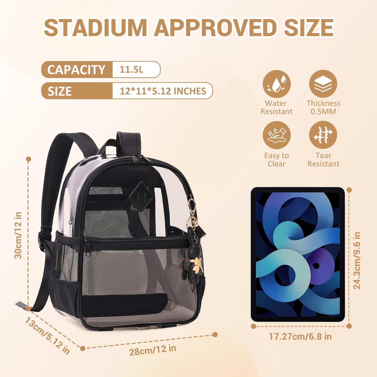 Clear Backpack for Stadium Events Approved 12×6×12, Thick TPU Mini Clear Bag …