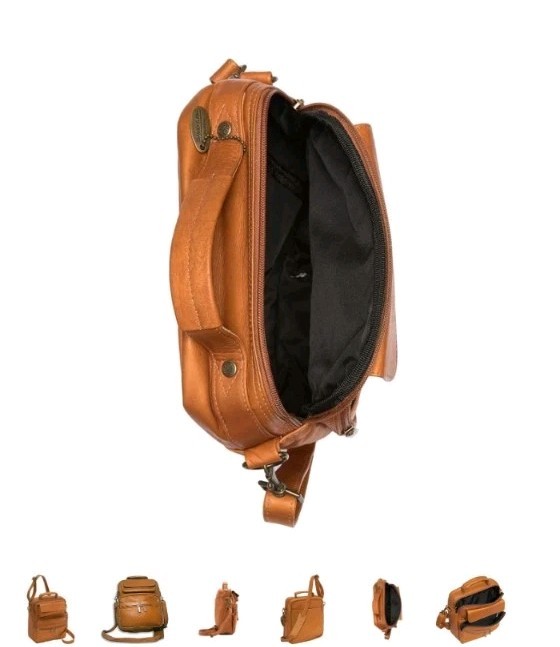 David King Boston Leather Cross Body Bag w/ Handle, #454 Natural Tan, $140 NWOT