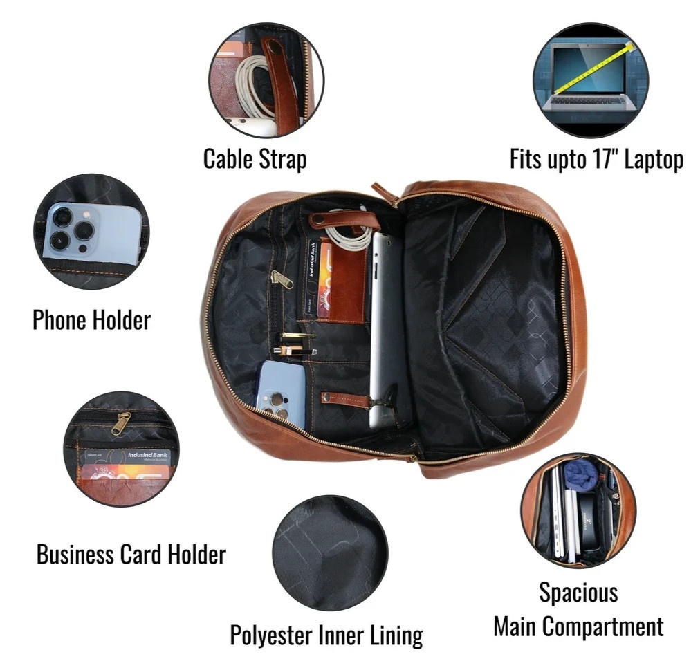 Genuine Leather Travel Backpack – Vintage Rucksack Laptop School Bag Men Women