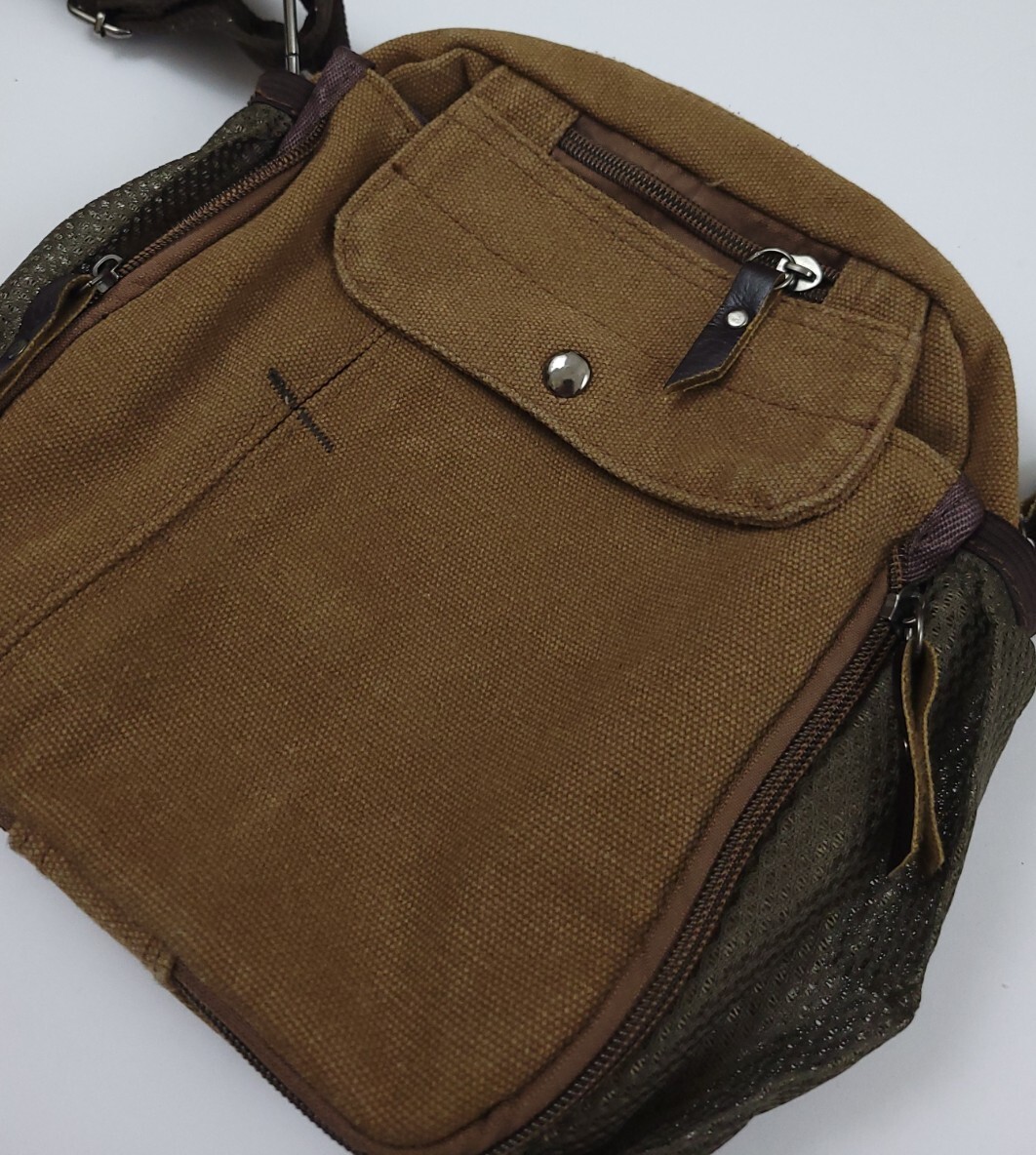 Vintage Canvas Shoulder Side Bag Tech Multi Pocket Travel Sport Cargo 90s Vtg
