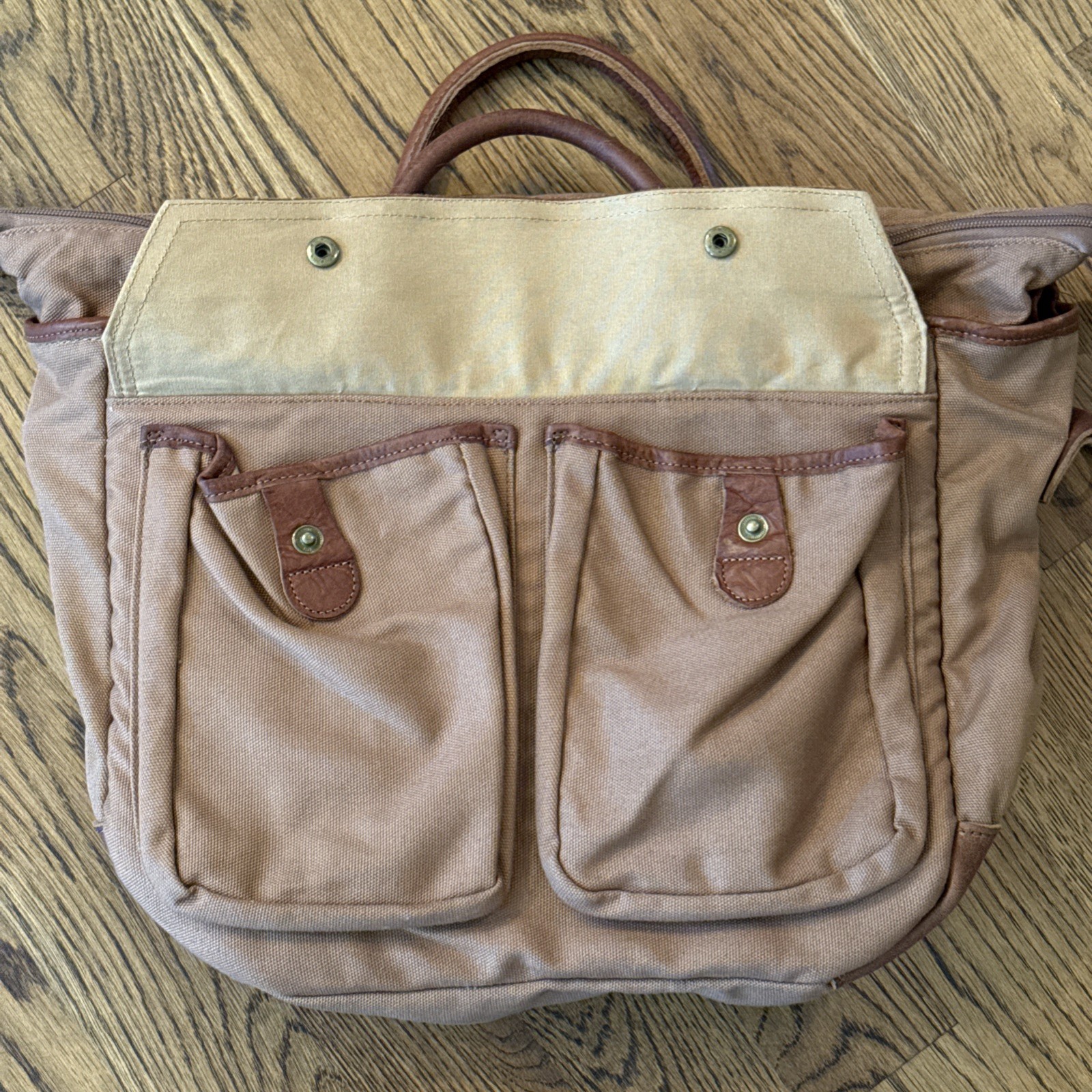 Duluth Trading Company Superior Street Fire Hose Briefcase Brown Canvas Leather