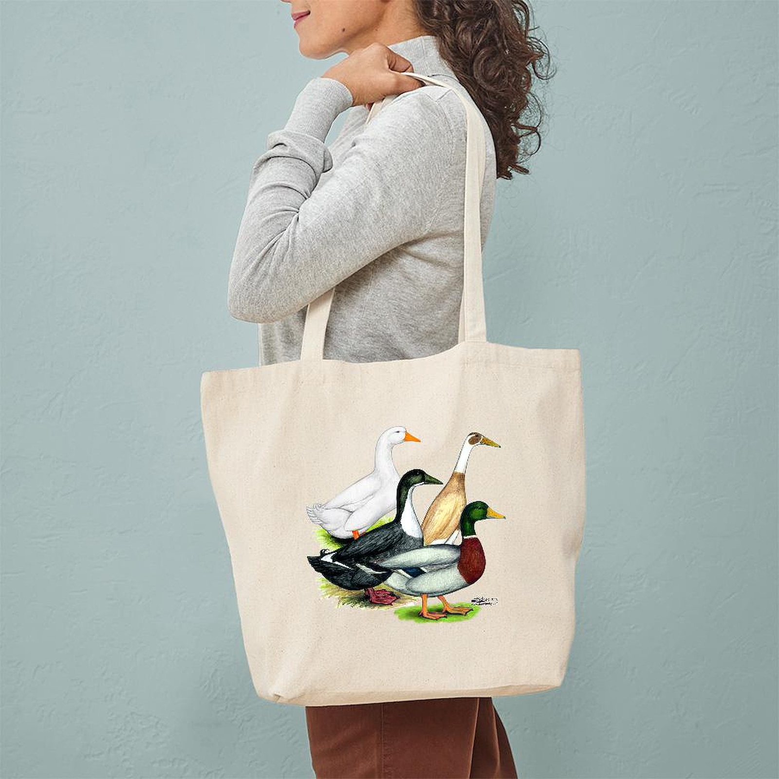 CafePress Duck Quartet Natural Canvas Tote Bag, Cloth Shopping Bag (507737270)
