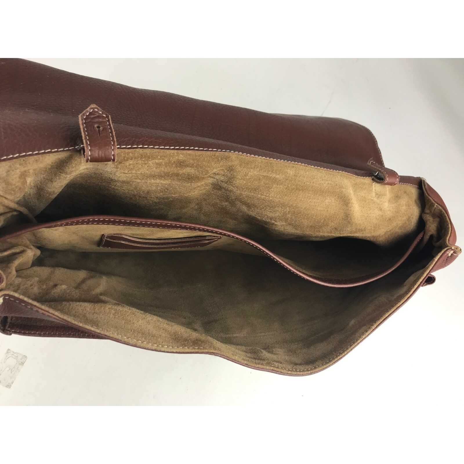 Abitare Briefcase Document Bag Mens Brown Genuine Leather Top Handle Push Lock