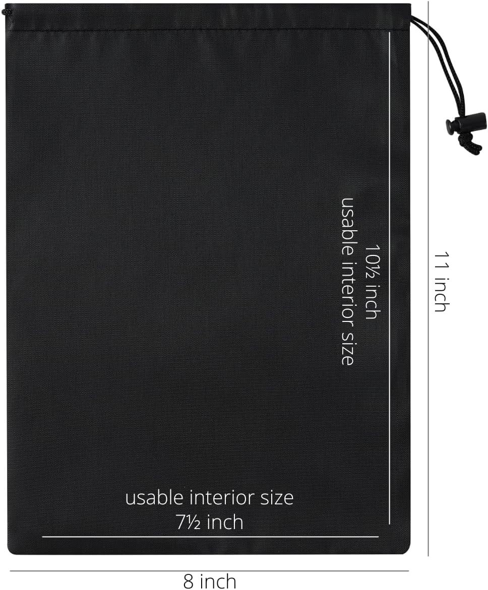 Drawstring Bag with Toggle Nylon Cinch and Ditty Pouch Six Pack Black 8 X11