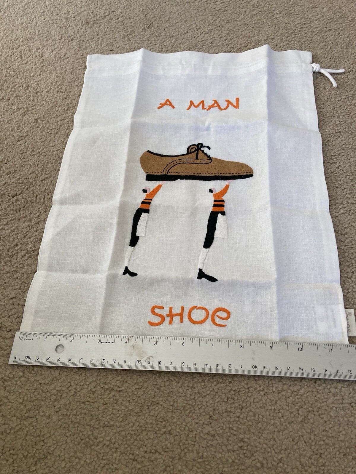 Embroidered Men’s Linen Shoe Bag, inspired by Laura Stoddart