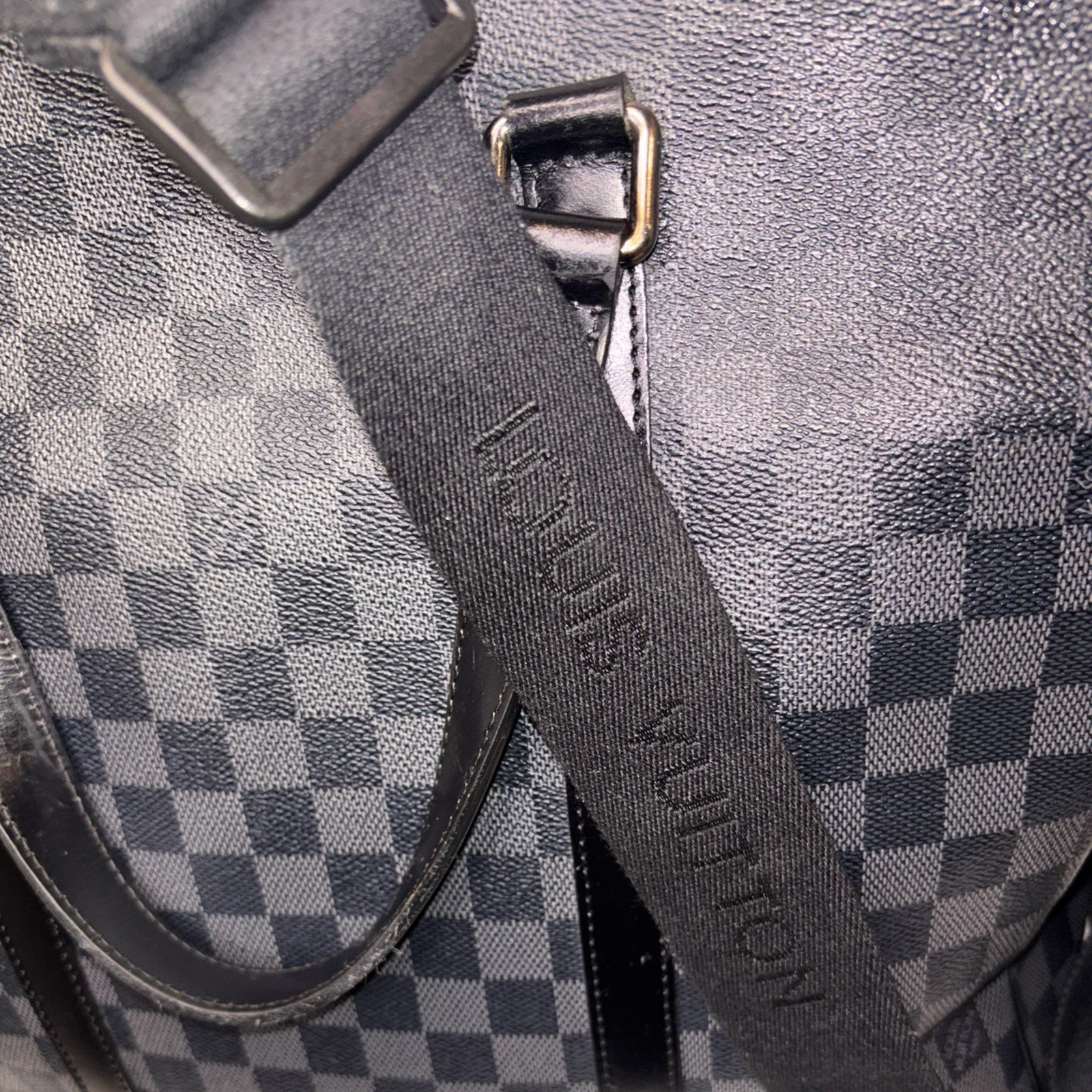 Louis Vuitton Tadao Tote PM Black Leather Damier Graphite