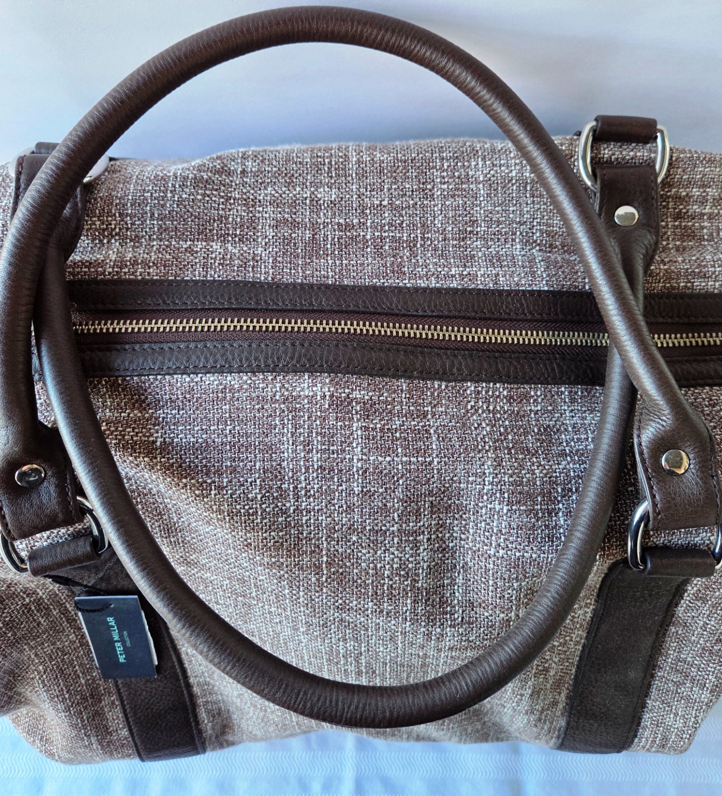 $898 Peter Millar Duffel Bag Leather and Cotton/Linen/Silk Blend – NEW