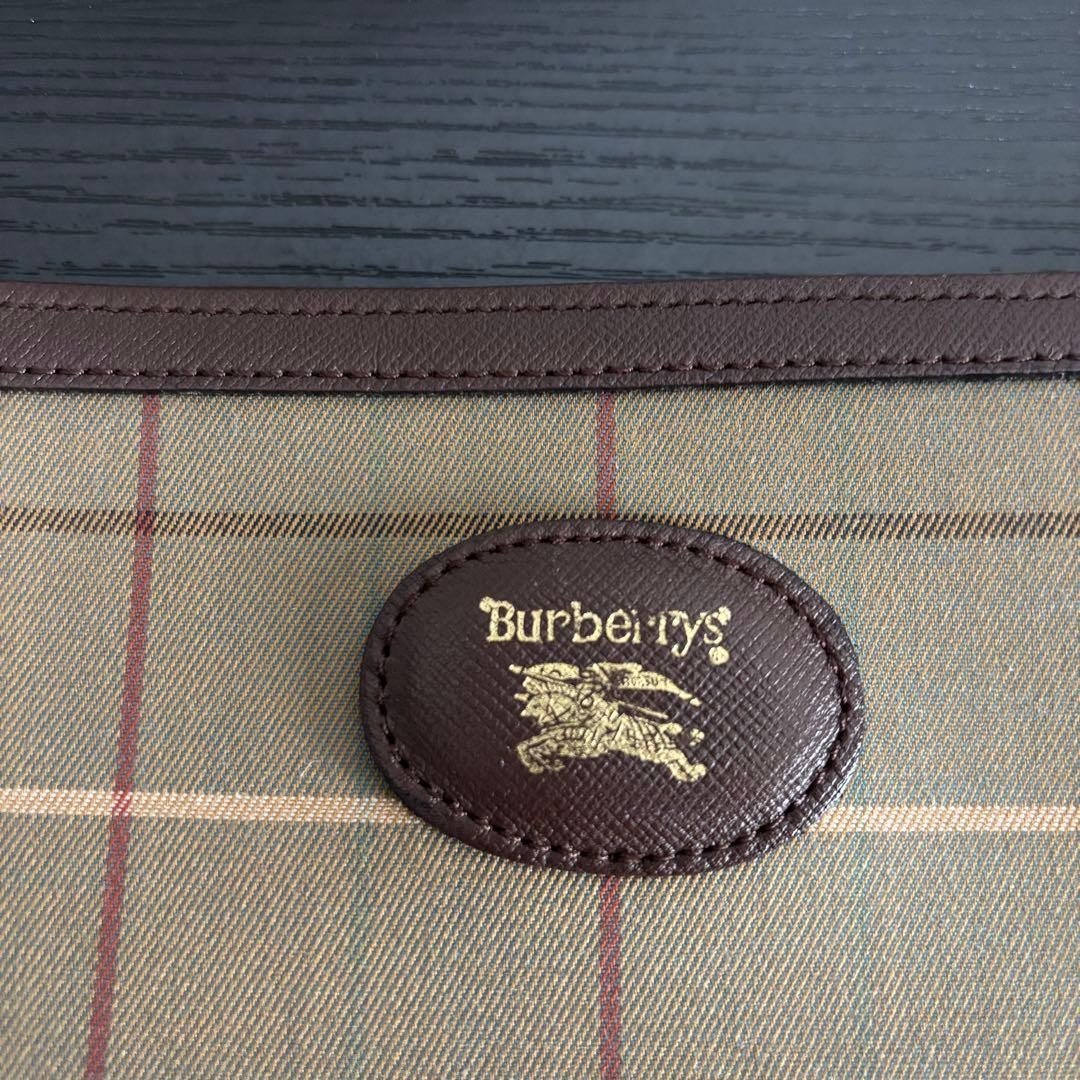 Authentic Burberry Clutch Bag Wallet Checkered Polyester Cotton 12cm x 20cm Exce
