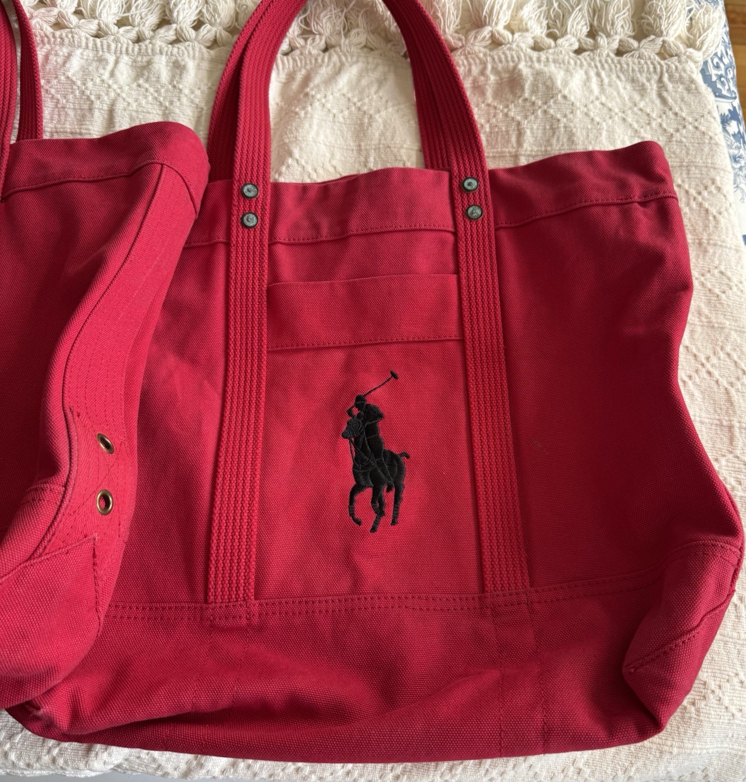 POLO RALPH LAUREN RED “BIG PONY” CANVAS TOTE. LIMITED EDITION! 18”x15”x6”