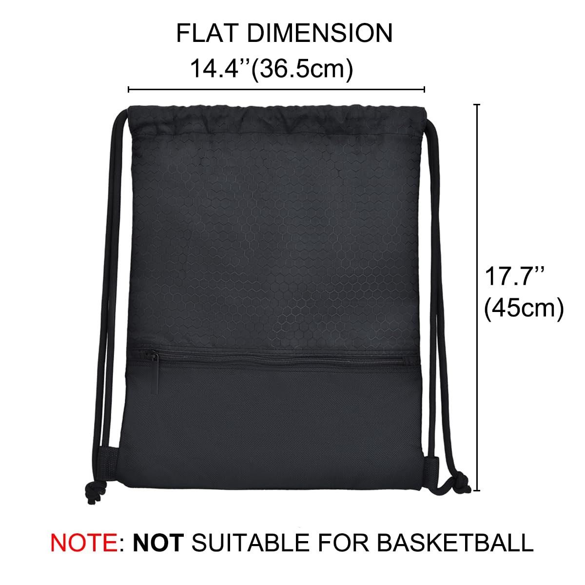Drawstring Backpack Sackpack String Bag Sports Gym Bag Zip Pocket Men Women