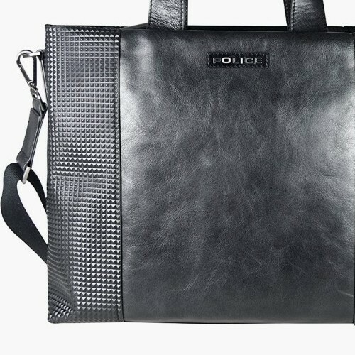 POLICE Armed Genuine Leather Vertical Tote Messenger/Office BagUnisex AUTHENTIC