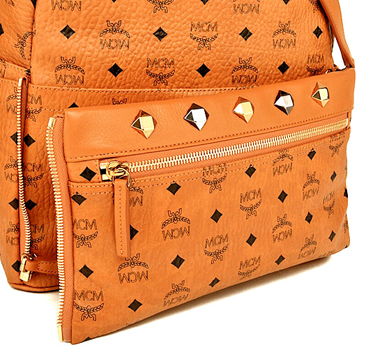 MCM Backpack DUAL STARK Visetos CognacBrown Medium MMK 6sve79 Leather Authentic