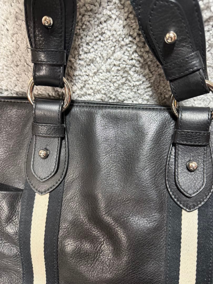 BALLY Tote Bag Handbag Leather Black Designer Spacious Iconic 34x28x17cm