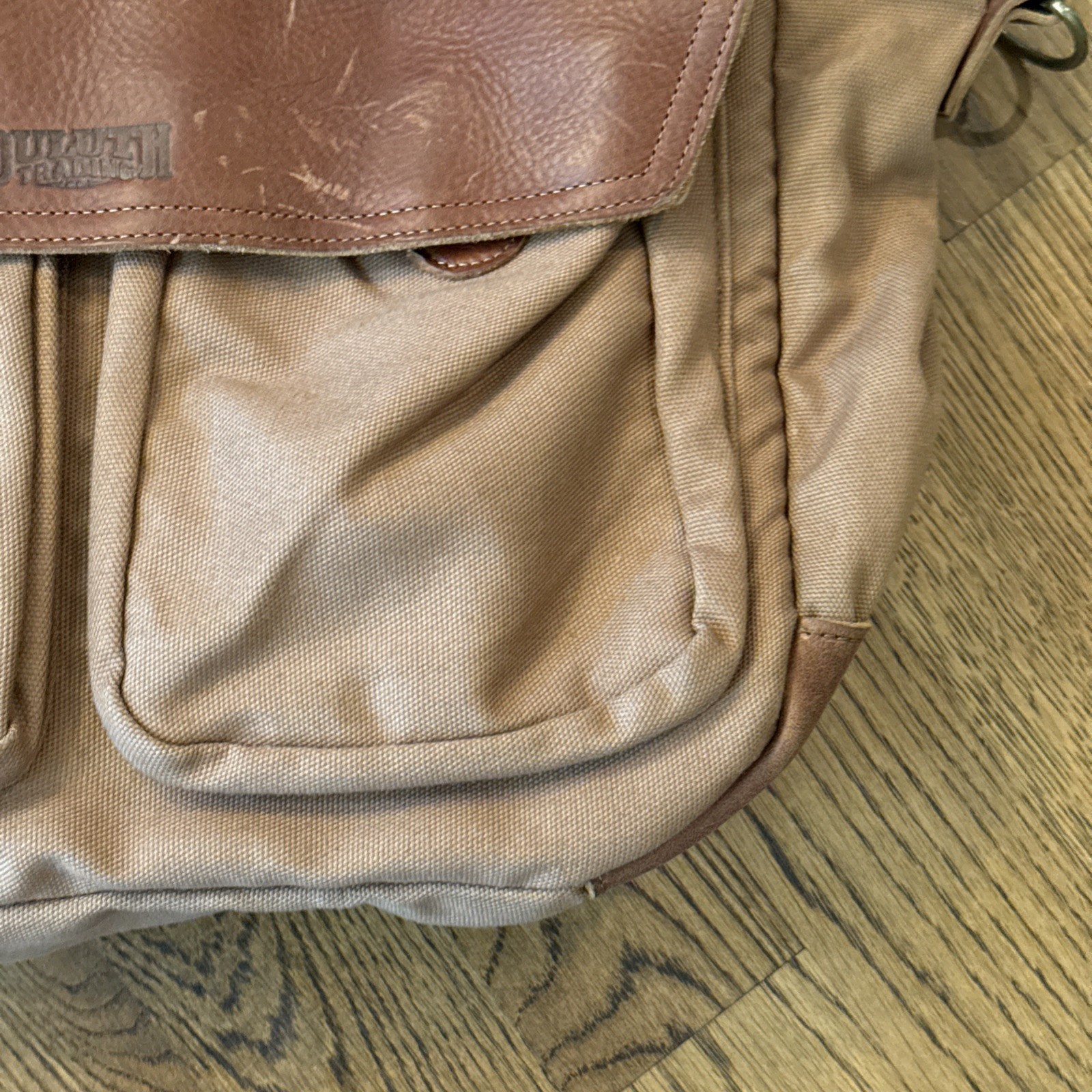Duluth Trading Company Superior Street Fire Hose Briefcase Brown Canvas Leather