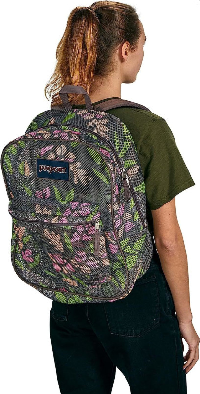 JanSport Mesh Pack Backpack Stained Glass Floral See Through Beach Gym Travel