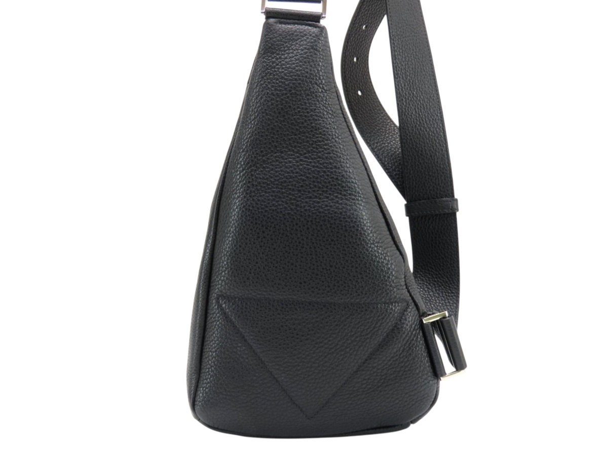 PRADA VITELLO DAINO Triangle Logo Leather Sling Bag NERO Black 2VZ098