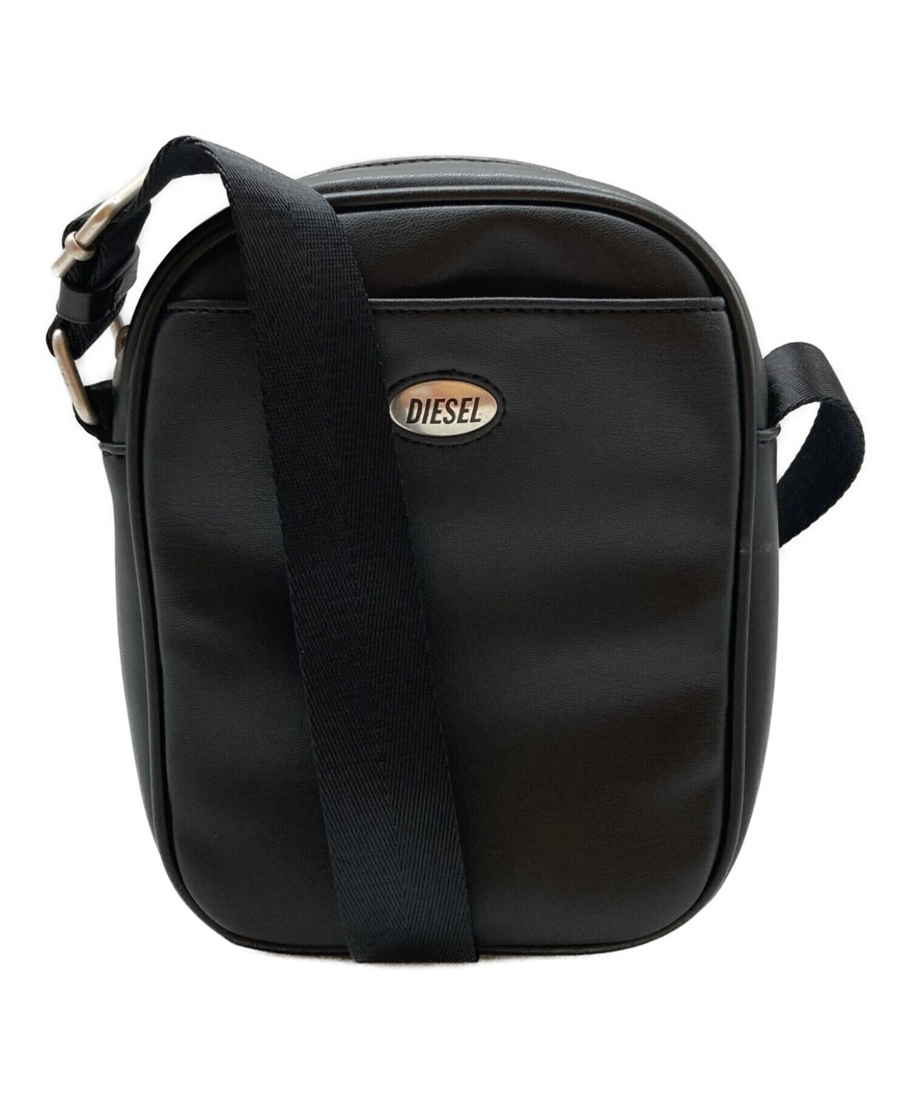 Diesel DSL Oval Crossbody Leather Black Men’s Shoulder Bag Auth