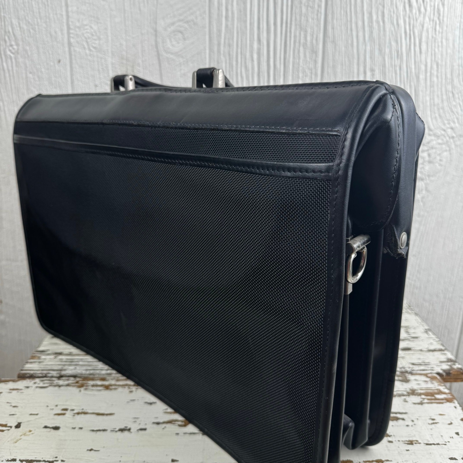 Schlesinger Black Leather Trim Attache Briefcase Combination Locking File Doctor
