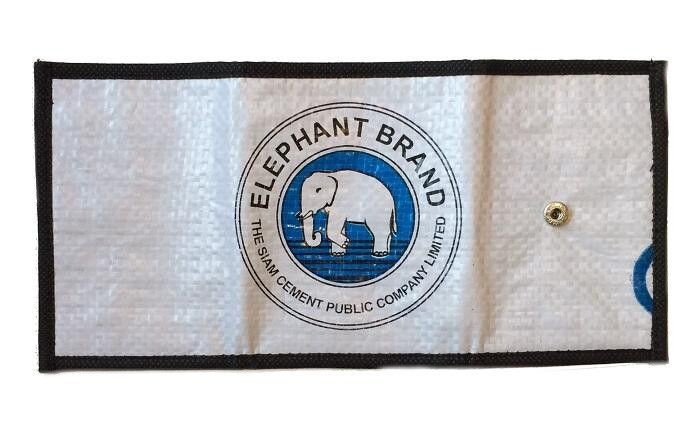 White Elephant Brand Recycled Unisex 3 fold Wallet made from Cement Bags