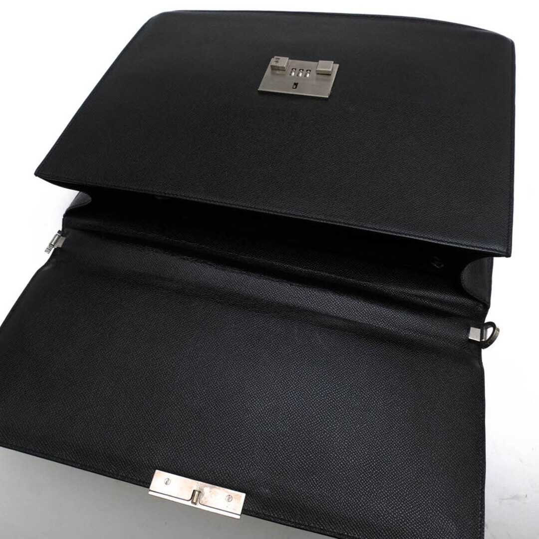 BALLY Men’s briefcase business bag leather black grain embossed 38×29×6cm