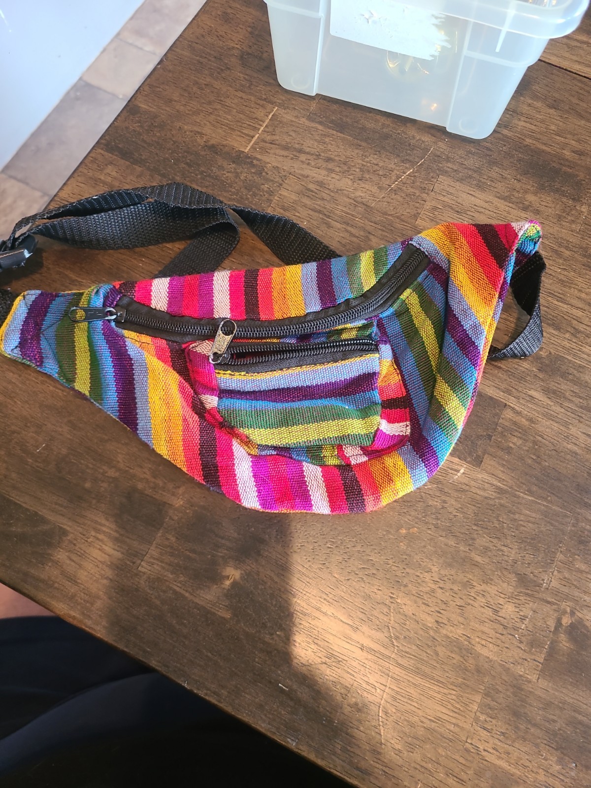 Multicolor Rainbow Striped Cotton Fanny Pack Waist Bag Boho Hippie Rasta Pack