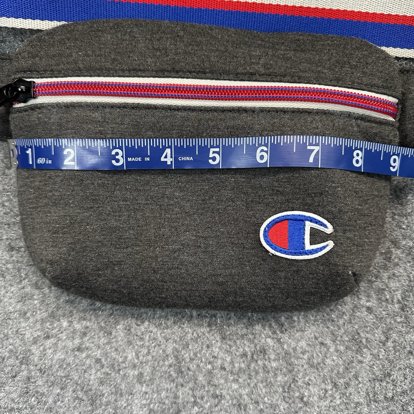 Champion Authentic [Unisex] Crossbody Fanny Pack (9”) Gray W/ Zipper Buckle