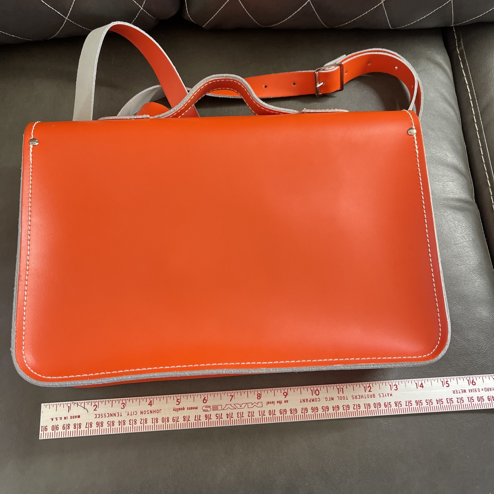 Zatchels Leather Bag Orange. Genuine Leather Satchel Purse, Bag. Brand New. No T