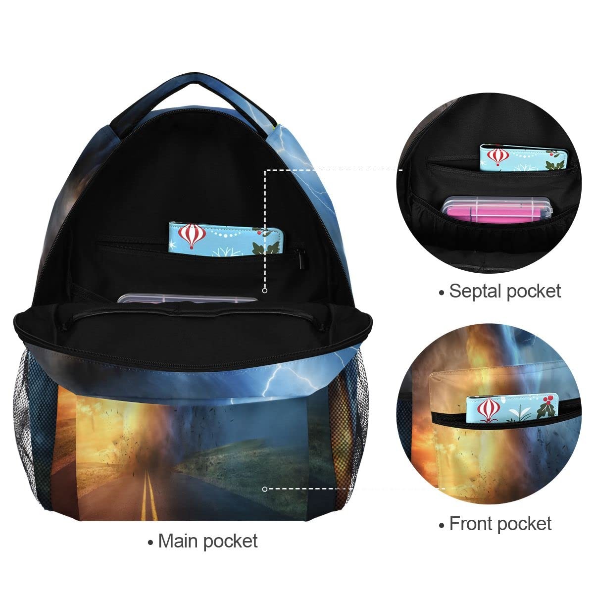 Tornado Colorful Backpack School Book Bag Lightweight Laptop Boys Girls Kids