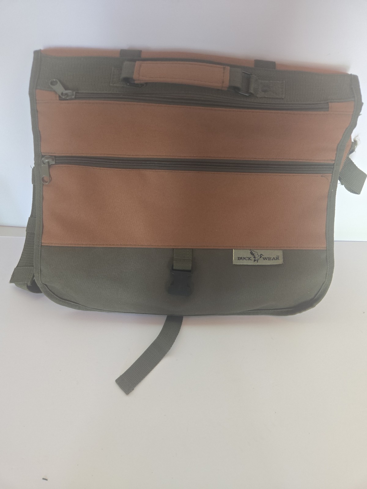 Duck Wear Vintage Canvas Contractor Messenger Tool Brown and Green