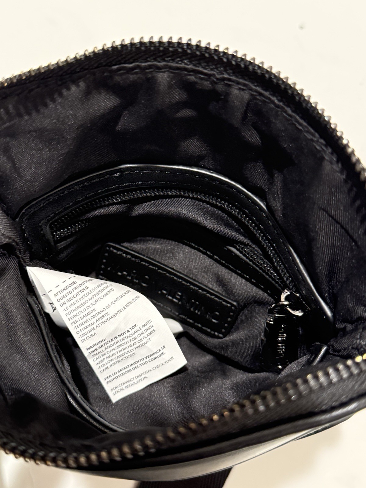 Valentino Mario Horizon Logo Mini Crossbody Shoulder Bag Black Zip Closure