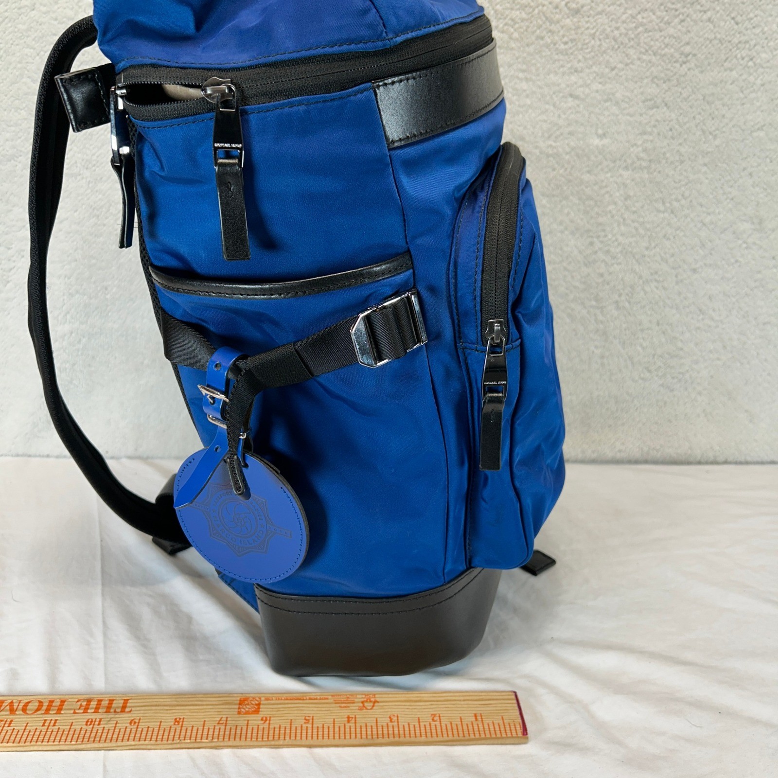 Michael Kors Kent Mens Royal Blue Nylon Leather Trim Tech Backpack Laptop Bag