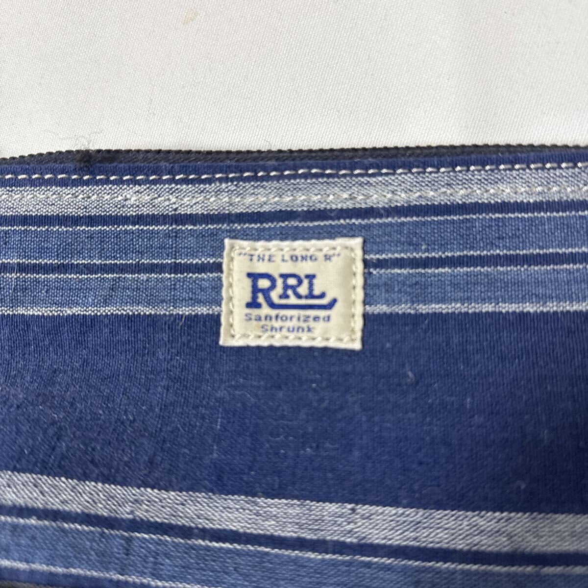 USED BAG RRL indigo leather pouch accessory case border leather double RL Ralph