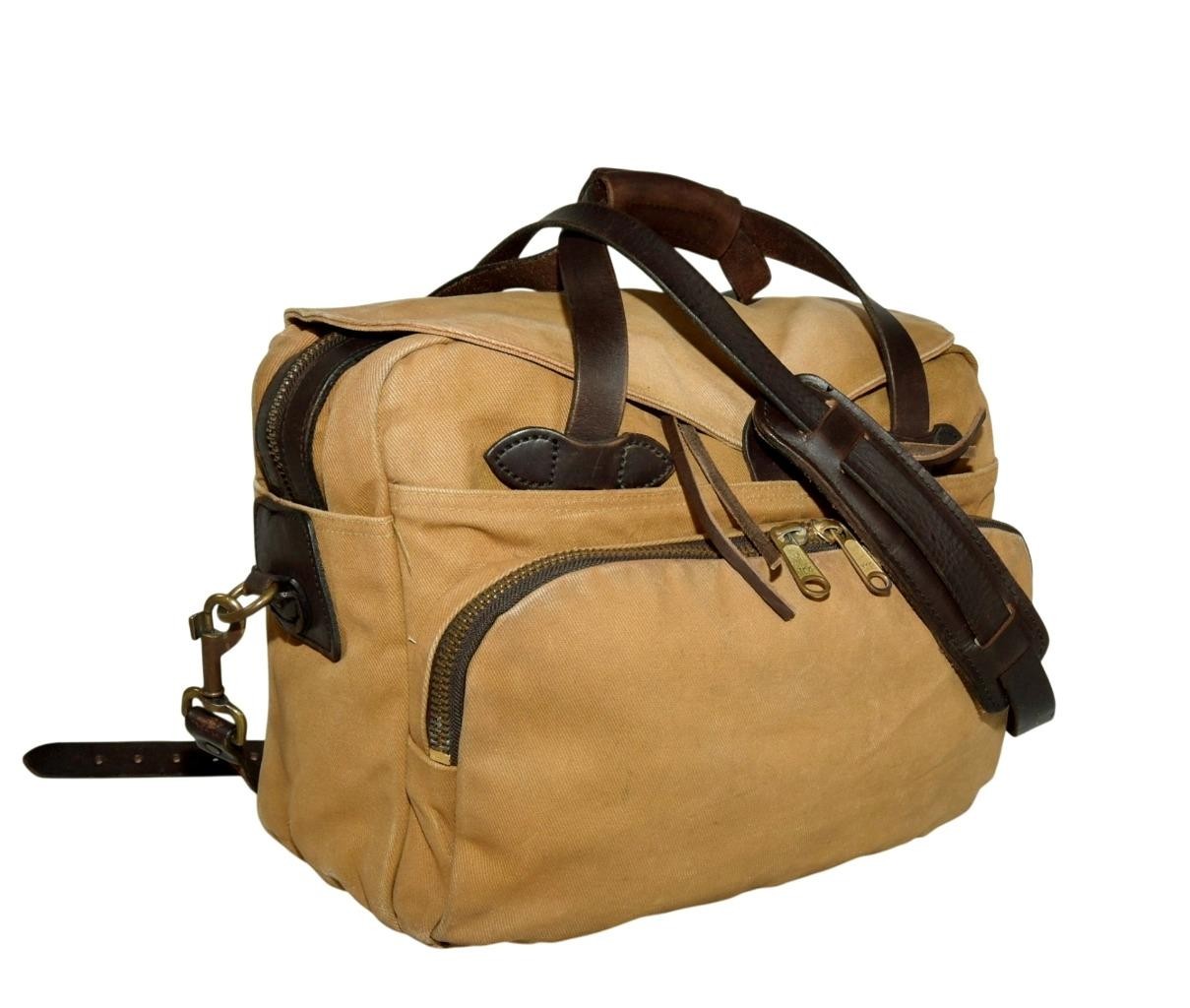 FILSON STYLE NO 258 RUGGED TWILL PADDED TAN COMPUTER BAG MESSENGER BAG OLD STOCK