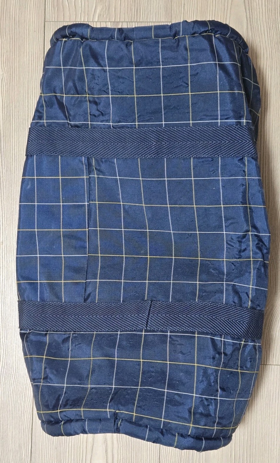 Oxford Blue Plaid Duffle Bag Vintage Polyester / Nylon 22″x13″x9.5″ St J Patch