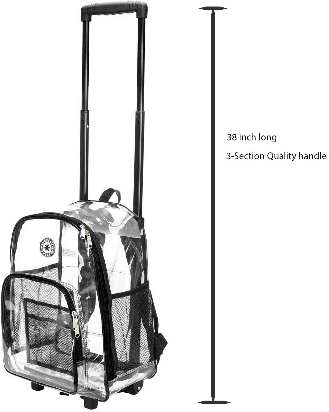 Rolling Clear Backpack Heavy Duty Bookbag Quality See through Workbag Travel Day