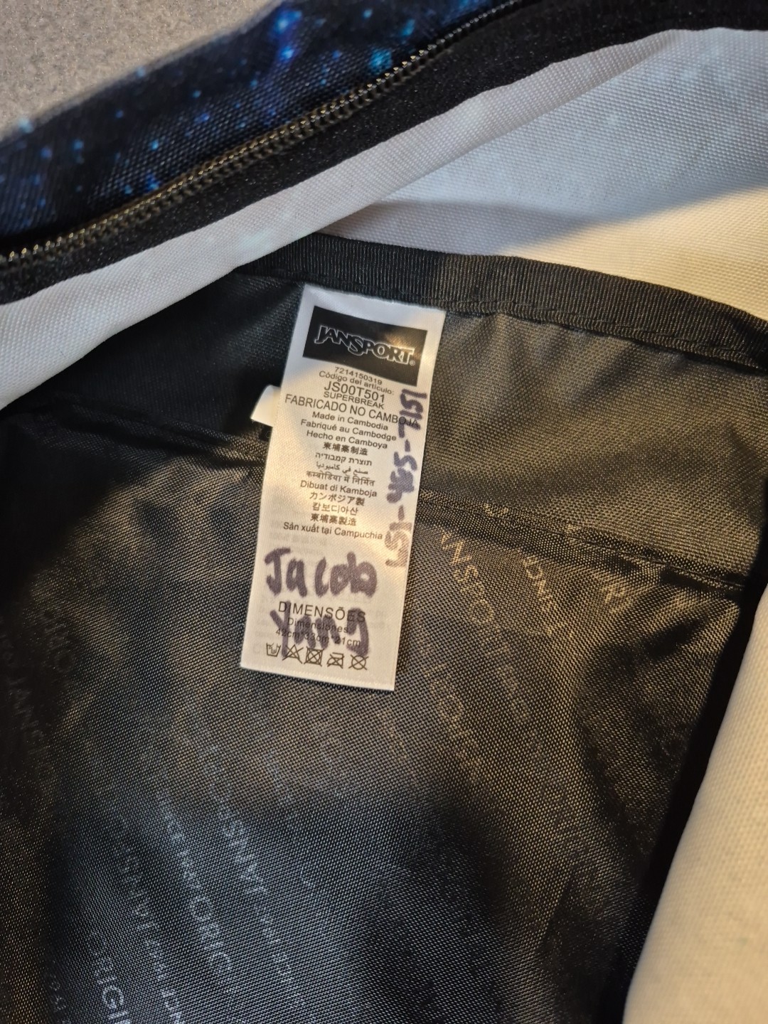 Jansport Superbreak Backpack Stellar Starforce Galaxy Print Euc No Flaws School