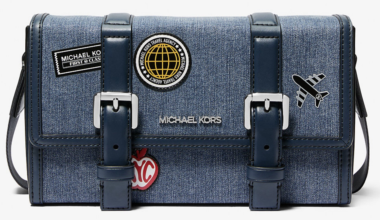 Michael Kors Cooper Embellished Denim Trunk Crossbody Bag