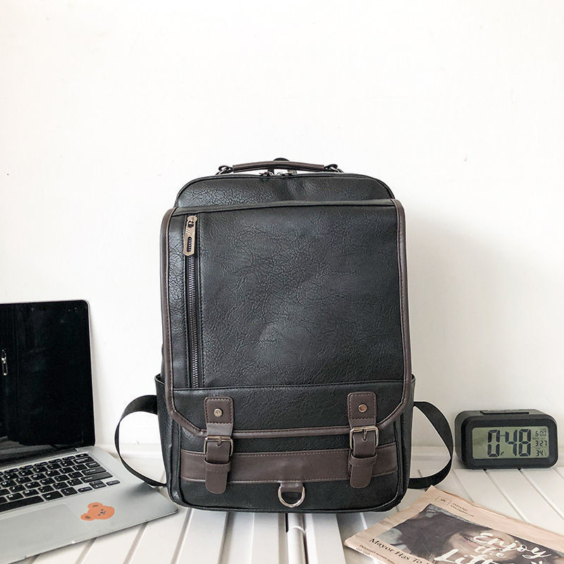 Men and Women PU Leather Backpack Computer Waterproof Outdoor Business Bag
