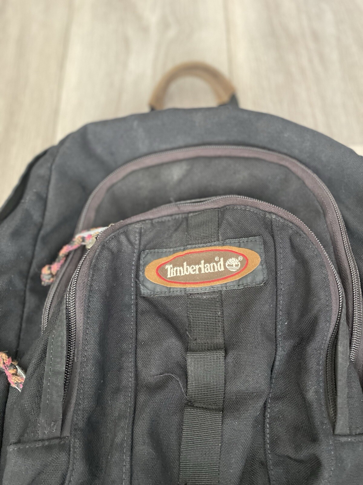 Vintage Timberland Leather Canvas Backpack Vintage Black Brown