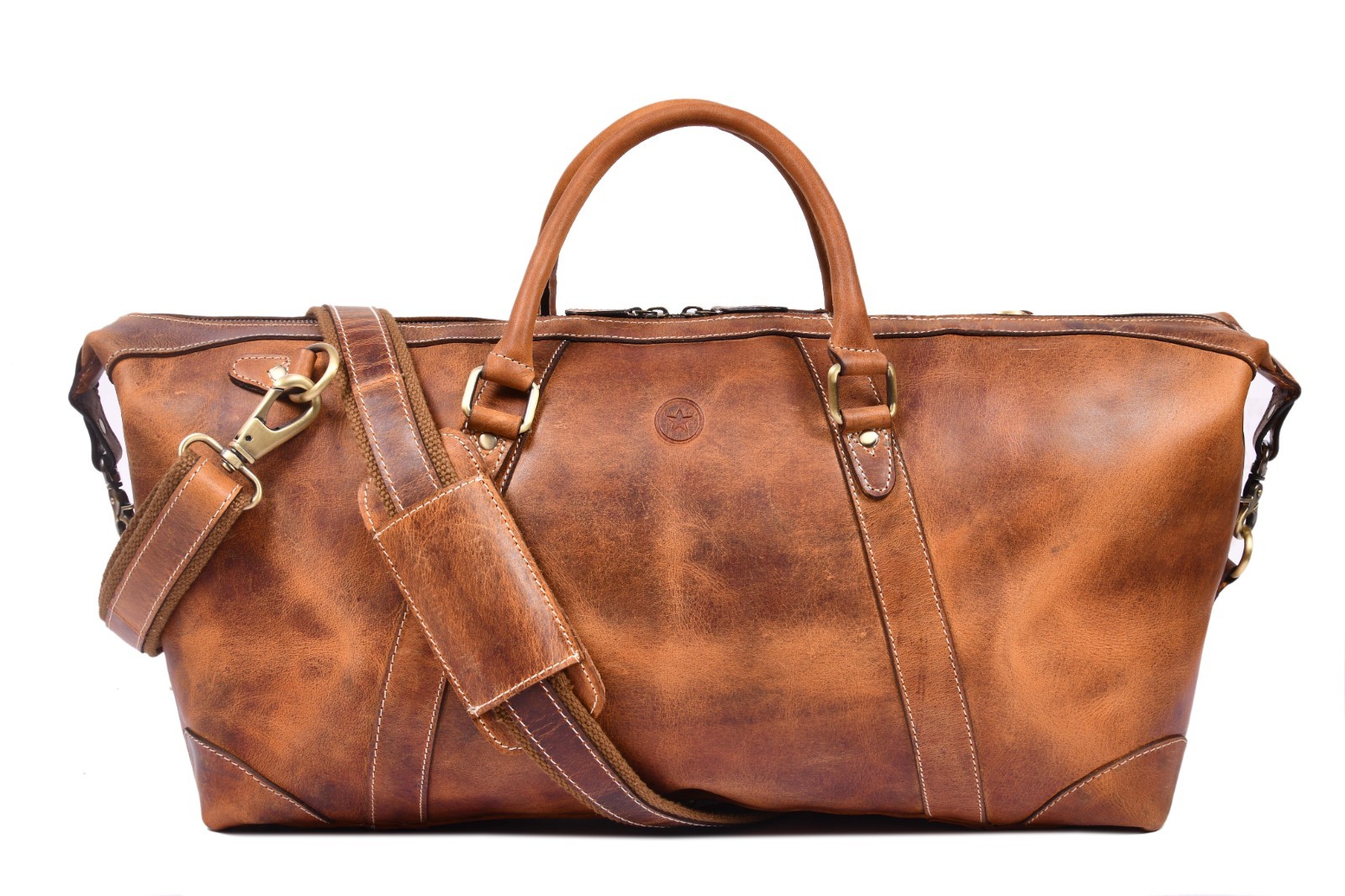 ALG Travel Duffel Bag 20 Inch Top Grain Weekender Bag for Men Brown