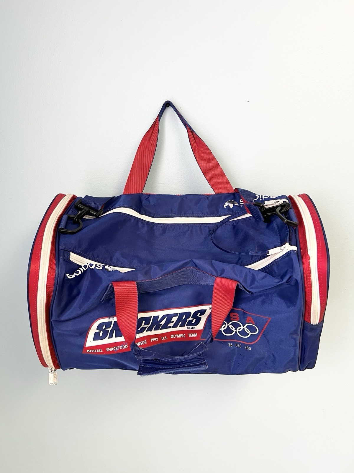 Vintage 1992 Adidas Snickers USA Olympic Team Duffle Bag Barcelona Olympics Gym